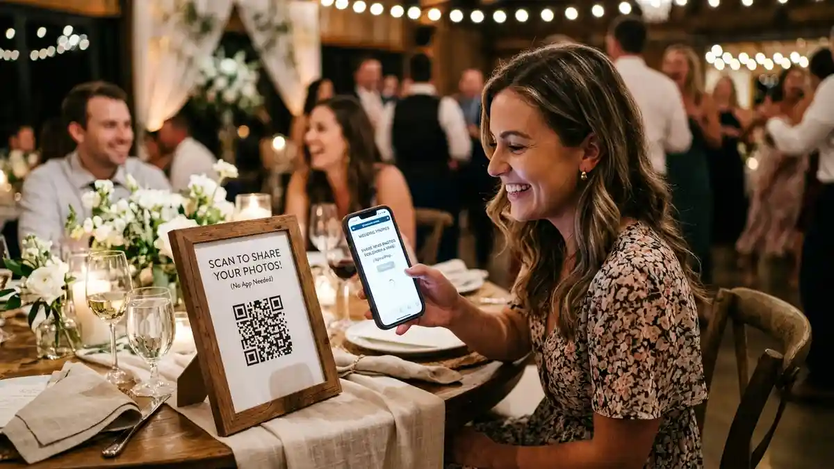 guest using camera app for wedding guests