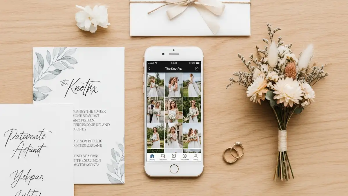 KnotPix wedding photo sharing app on smartphone